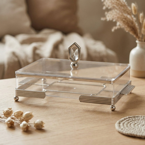 Acrylic & Metal Rectangular Serving Platter Medium